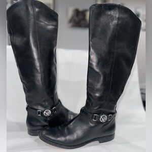Coach Mysie Black Tall Leather Riding Boots
